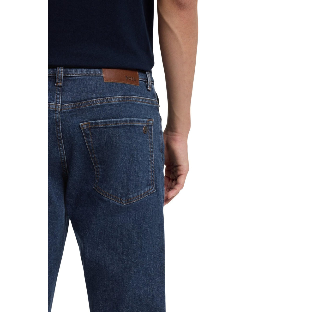 Jeans Boss uomo blu in cotone - vista posteriore retro
