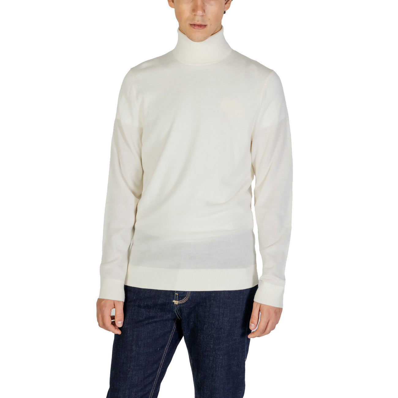 Calvin Klein Maglia Uomo Verde Collo Alto Manica Lunga Lana 100% Autunno Inverno K10K110420