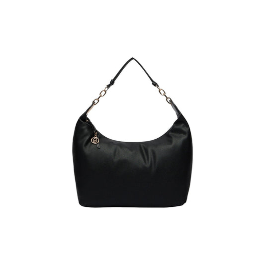 Borsa hobo Liu-Jo oro martellata AF6026 ES039. Borsa a spalla da donna dorata a mezzaluna in ecopelle con manico e catene oversize, charm logo Liu Jo e chiusura zip, borsa casual chic e luminosa 4 stagioni.