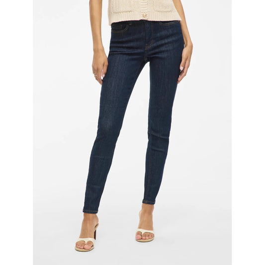 Jeans skinny donna Vila Clothes Dark Blue Denim – Jeans elasticizzati a vita media Vila 14108880.
