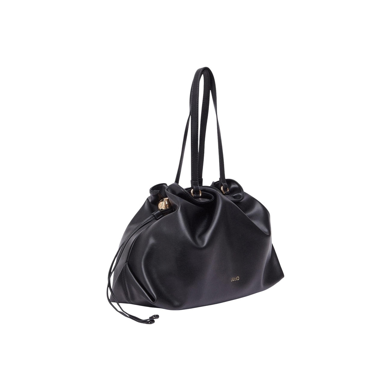 Borsa Liu Jo donna nera a mano e tracolla con coulisse - vista laterale frontale 
