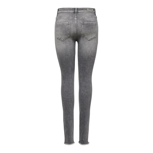 Jeans Only donna grigi skinny fit 15188520. Jeans aderenti a vita media Grey Denim in cotone stretch con orlo a taglio vivo e lunghezza caviglia, 5 tasche con zip e bottone, pantaloni jeans estivi avvolgenti Primavera/Estate Only.