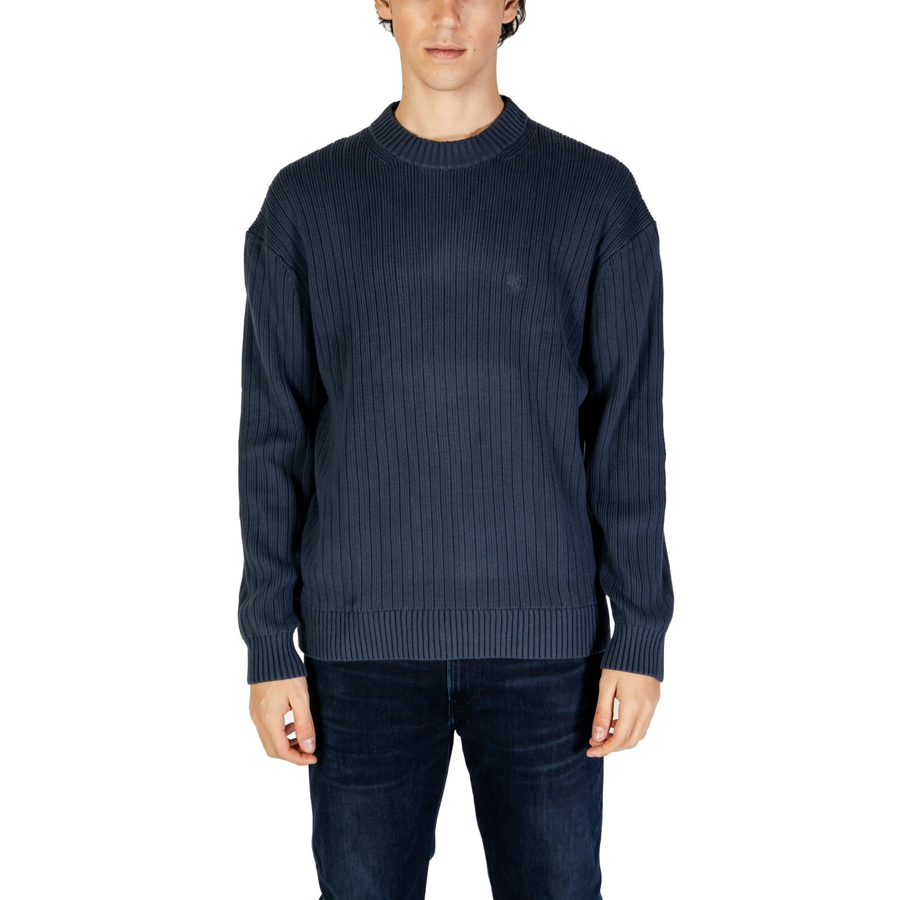 Calvin Klein Jeans Maglia Uomo Blu Scollo Tondo Manica Lunga Cotone 100% Autunno Inverno J30J326193