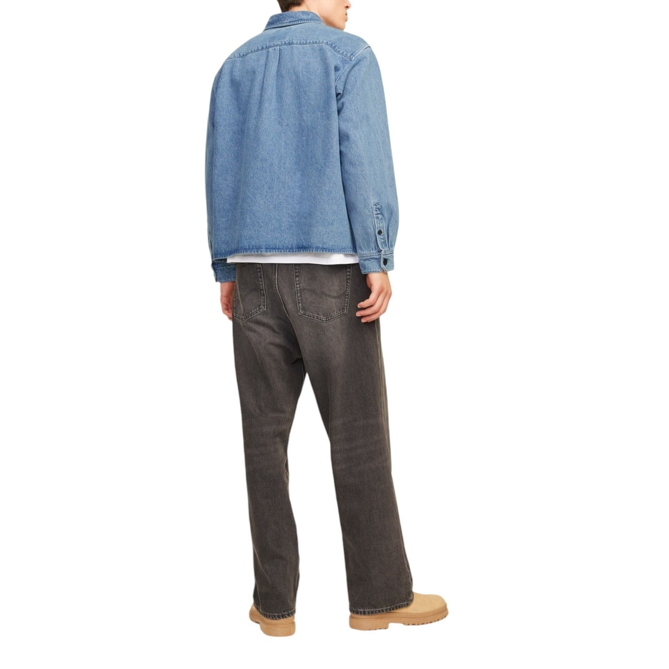 Jack & Jones Camicia di Jeans Uomo Blu Monocromo Manica Lunga Bottoni Colletto Classico 100% Cotone Autunno/Inverno 12261948