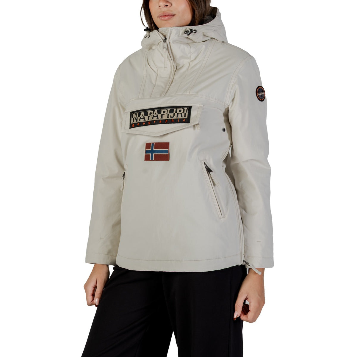Giacca anorak donna Napapijri Rainforest Winter – Giubbotto beige con cappuccio e tasche RAINFOREST W PKT 4.