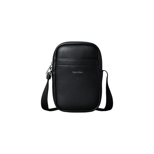 Borsello Calvin Klein uomo nero a tracolla con cerniera tasche 100% poliuretano - vista frontale
