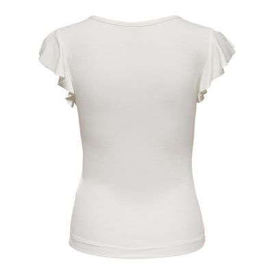 Only T-Shirt Donna Bianca Maniche Corte Scollo a V - T-Shirt Viscosa Elastan