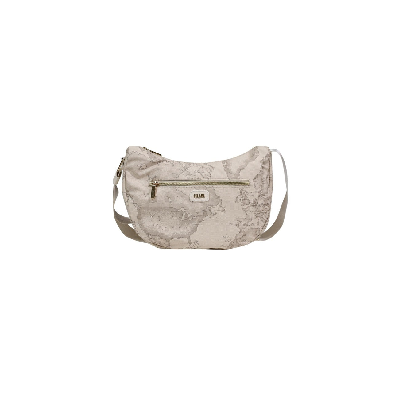 Borsa a spalla Alviero Martini 1^ Classe; stampa Geo, tracolla regolabile, tasca frontale, dettagli dorati. Design elegante e funzionale. Vista frontale