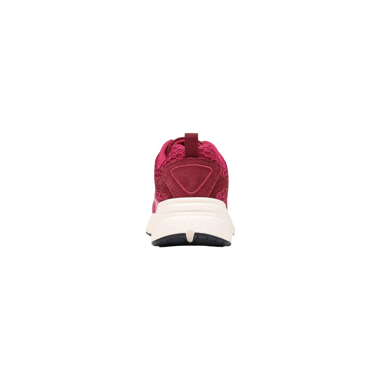 Sneakers Guess donna rosse platform modello INDYE2 FLTID2. Scarpe sportive da donna rosse con zeppa 4 cm, mesh geometrico e camoscio stile urban culture, casual e streetwear.