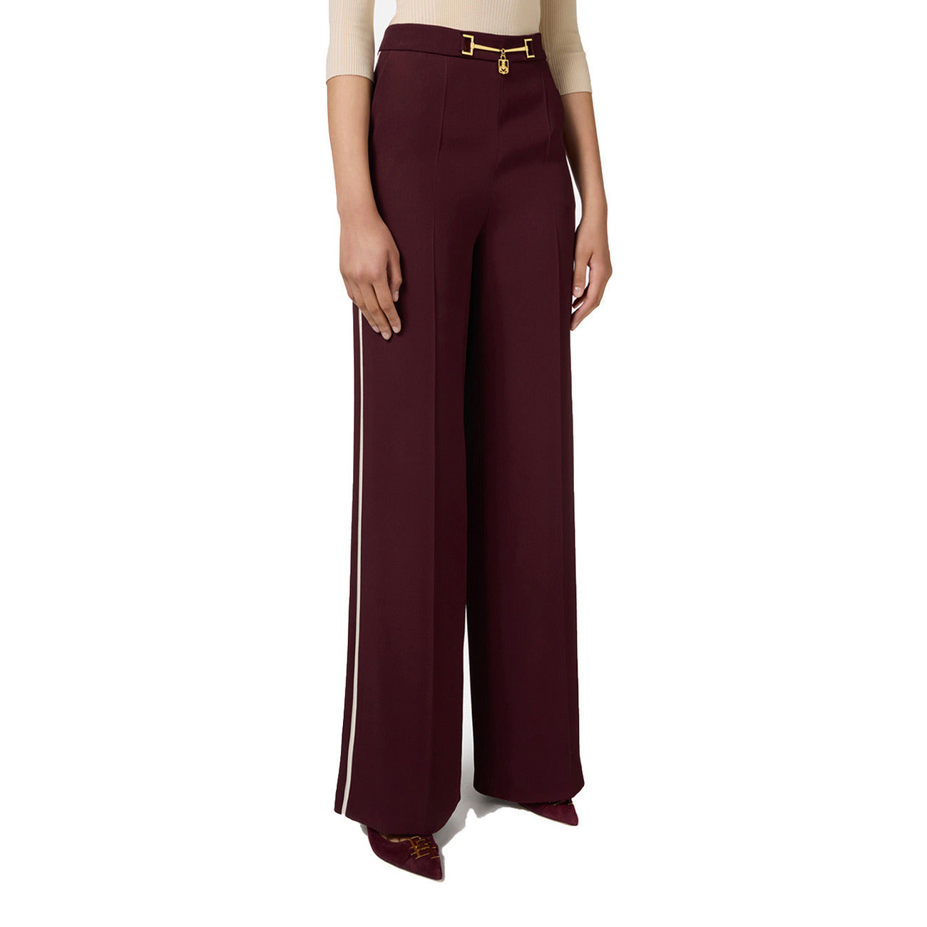 Elisabetta Franchi Pantaloni Donna Rosso Cerniera Tasche Anteriori e Posteriori 71% Acetato 29% Viscosa Autunno/Inverno V_31853