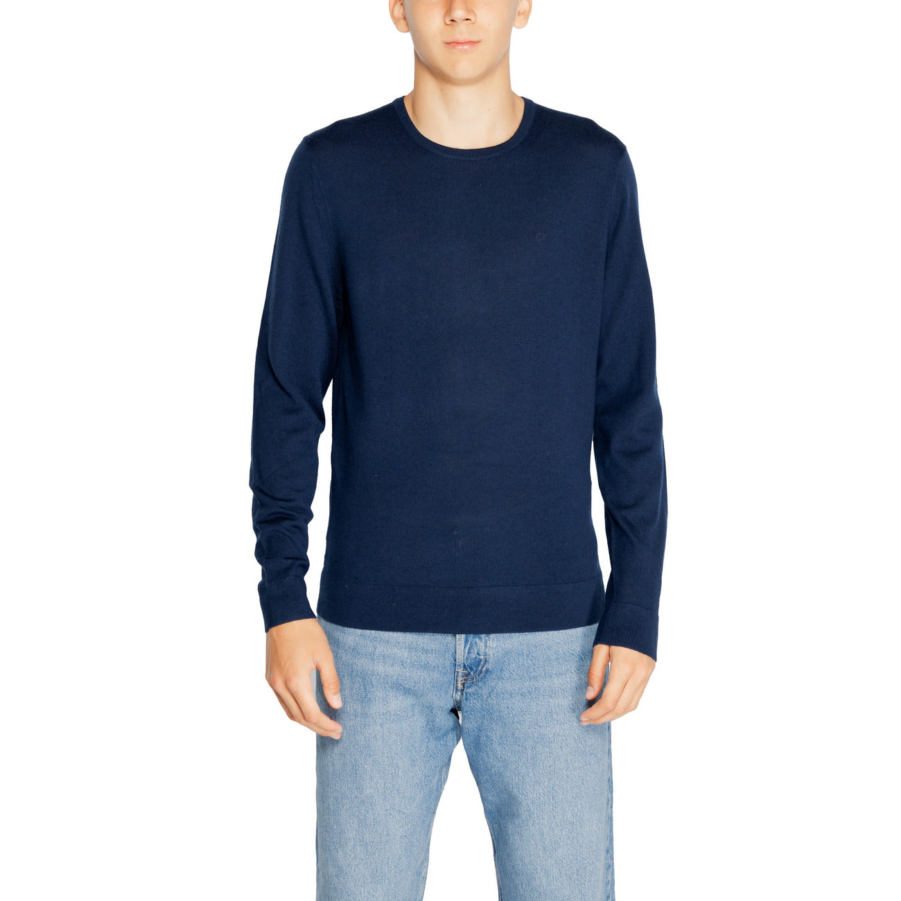 Calvin Klein Jeans Maglia Uomo Bianco Scollo Tondo Manica Lunga Lana 100% Autunno Inverno K10K109474