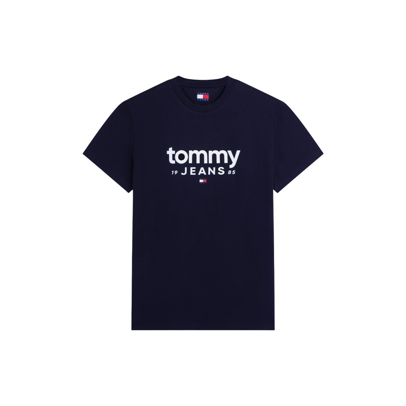 T-shirt blu Tommy Jeans; Maxi Logo. 100% Cotone Rigenerato. Regular fit, maniche corte, design iconico e sostenibile. Ideale per jeans e look sportivi. Vista stesa 