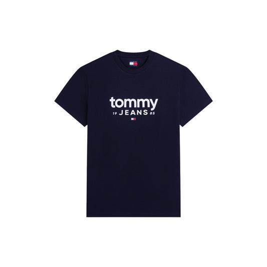 T-shirt blu Tommy Jeans; Maxi Logo. 100% Cotone Rigenerato. Regular fit, maniche corte, design iconico e sostenibile. Ideale per jeans e look sportivi. Vista stesa 