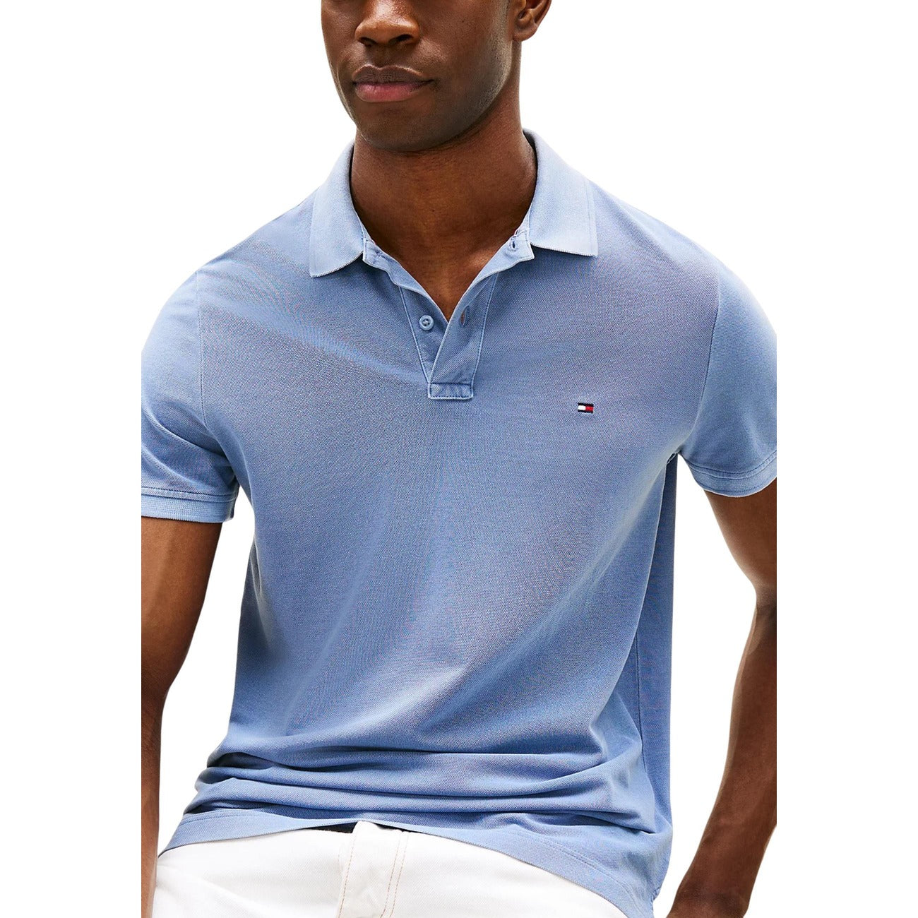 Tommy Hilfiger Polo Uomo Blu Maniche Corte Scollo Tondo Colletto Polo Cotone 100% Autunno Inverno MW0MW34757