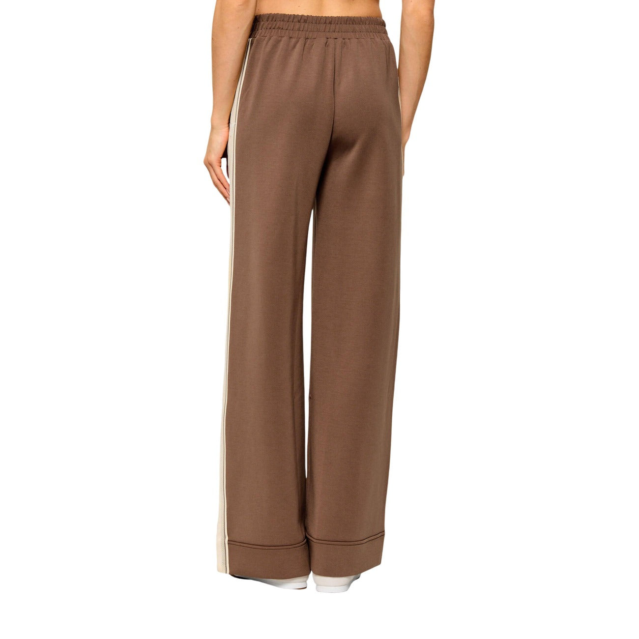 Pantaloni Guess donna marroni gamba larga bande laterali elastico vita MEROPE WIDE LEG⁠