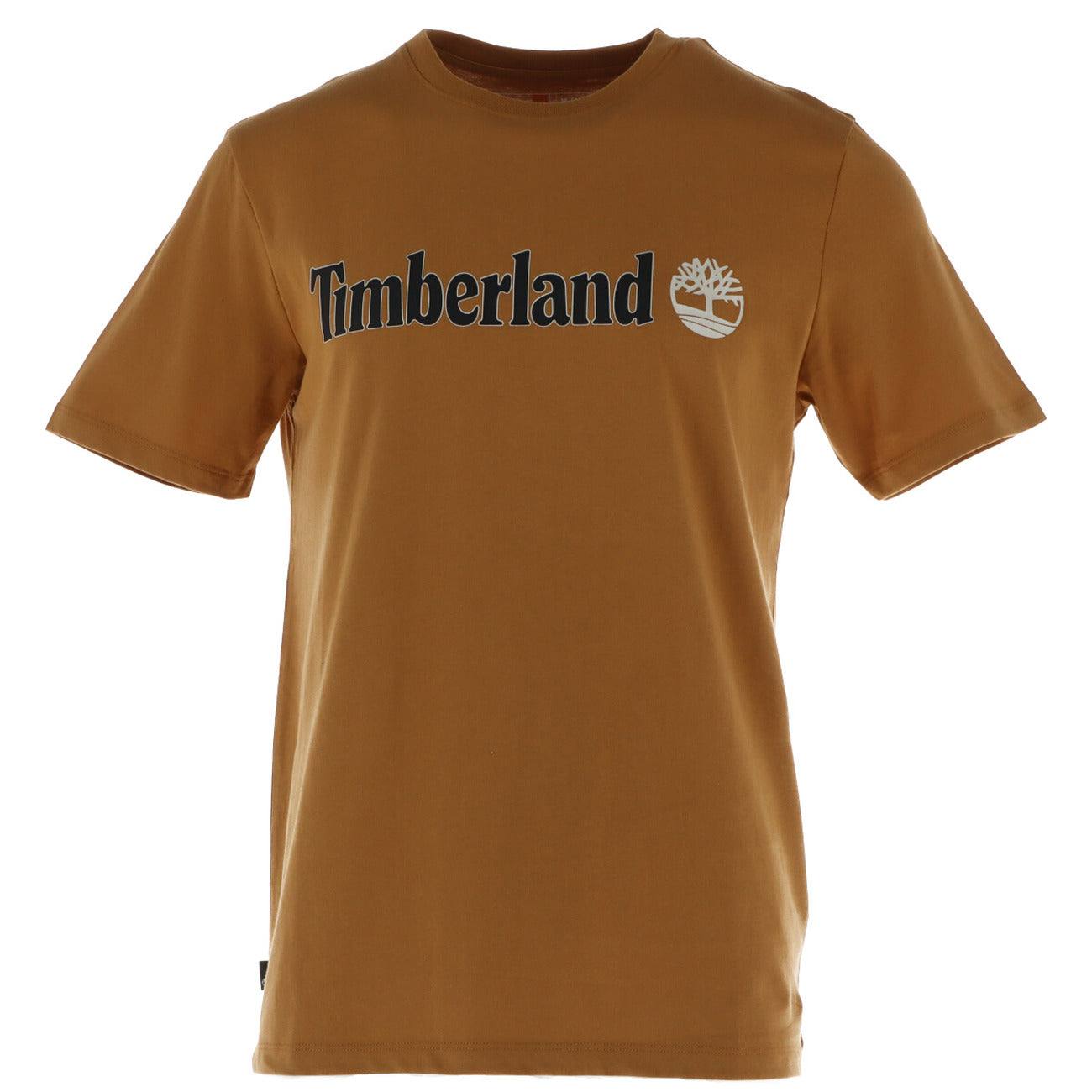 T-shirt uomo Timberland modello SHORT SLEEVE marrone in cotone a maniche corte con stampa logo e scollo tondo