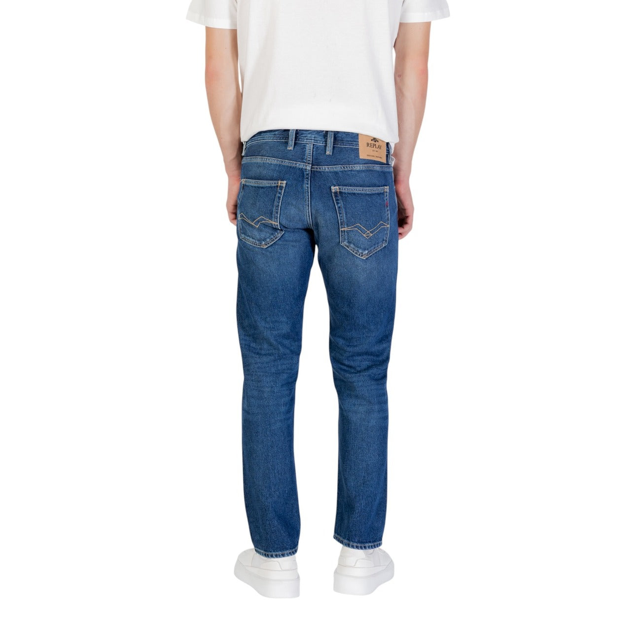 Replay Jeans Uomo Blu Effetto Consumato in Cotone 100% con Zip e Bottone Tasche Anteriori e Posteriori Autunno/Inverno MA972.000.886 0C1