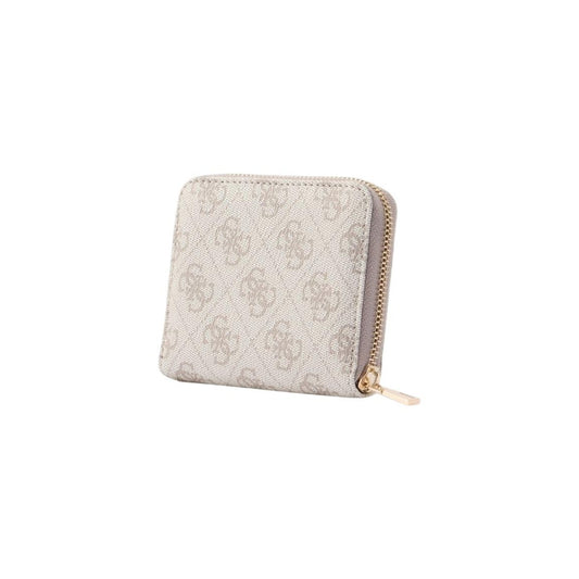 Portafoglio Guess Laurel II Small; 100% Poliuretano. Chiusura zip around, stampa monogramma, logo metallico. Portafoglio donna piccolo, compatto e sicuro. Vista posteriore 