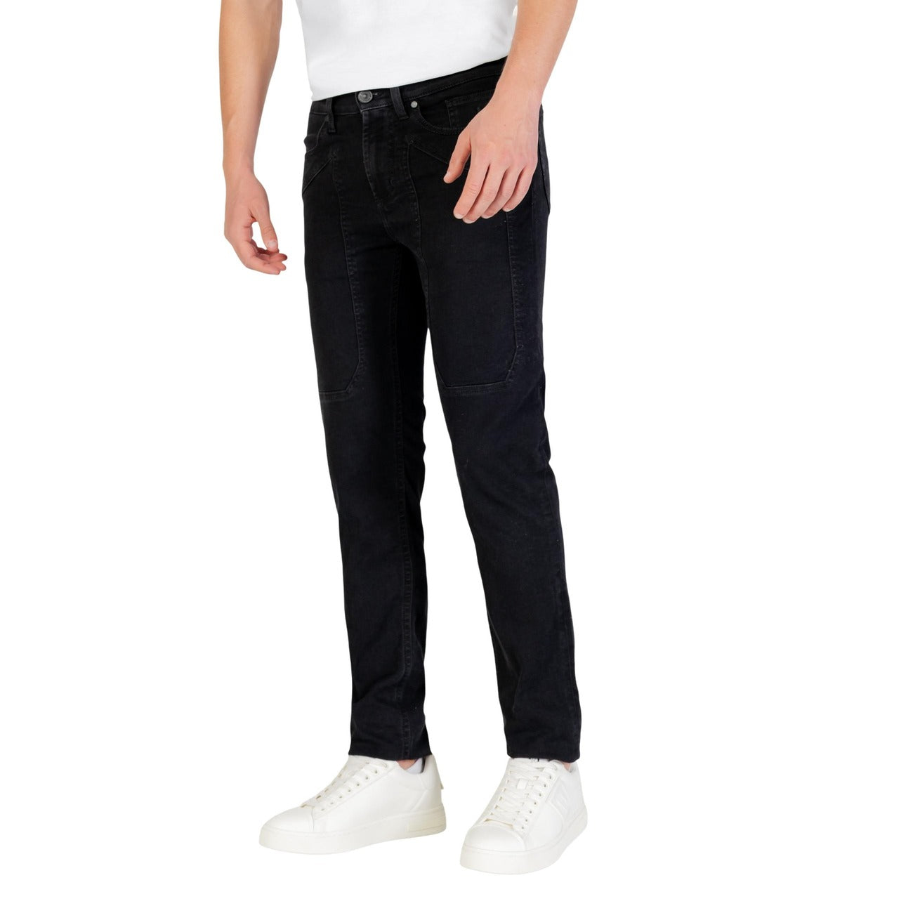 Jeckerson Jeans Uomo Neri con Zip e Bottone Tasche Anteriori e Posteriori - Jeans Cotone Elastan
