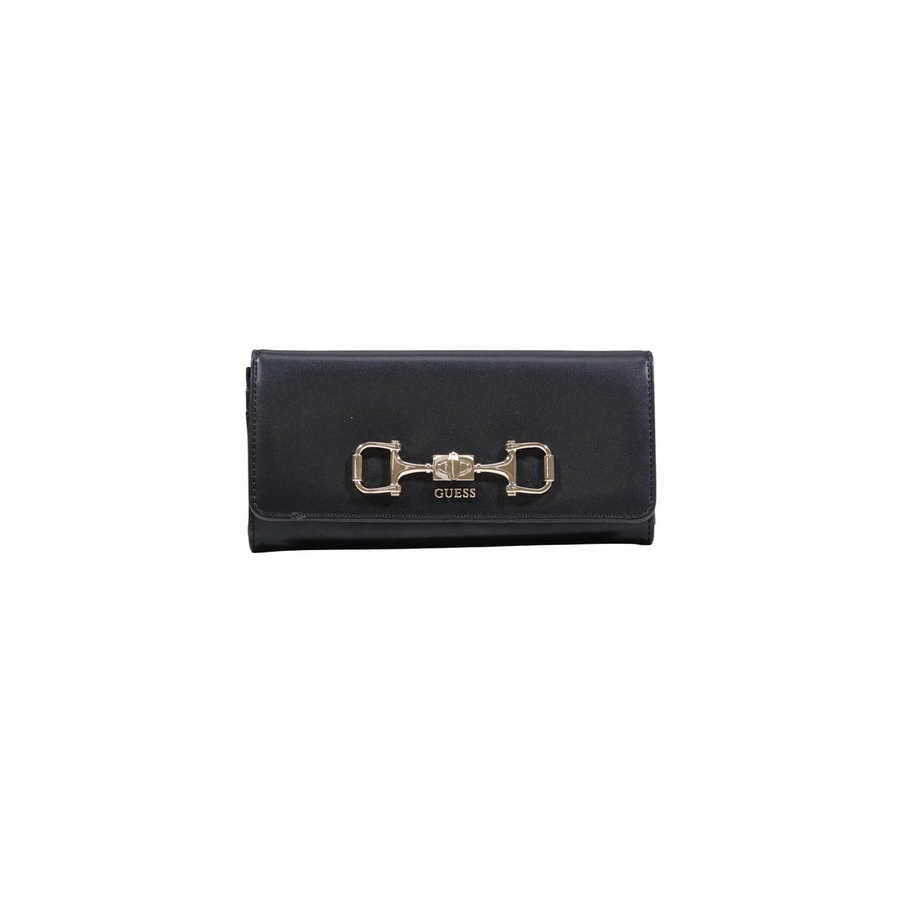 Guess Portafoglio nero grande JANIE LOGO 20x10x4 cm Donna. In similpelle chiusura con zip e finiture dorate vista frontale 