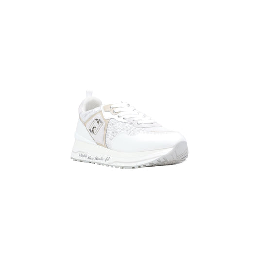 Sneakers Liu Jo MAXI WONDER 01 donna bianche con lacci 100% poliuretano - vista frontale laterale 
