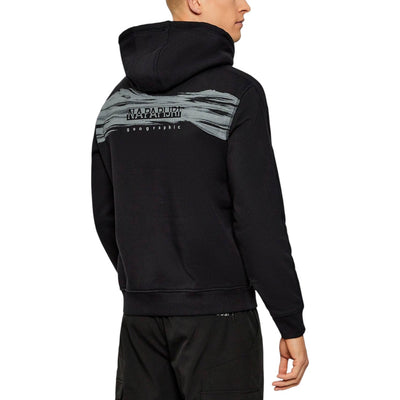 Napapijri Felpa Uomo Nera con Cappuccio - Felpa Cotone Maniche Lunghe Stampa