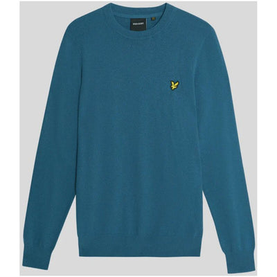 Lyle & Scott Maglia Uomo Blu Scollo Tondo Manica Lunga Cotone Lana Merino Autunno Inverno KN2110VC