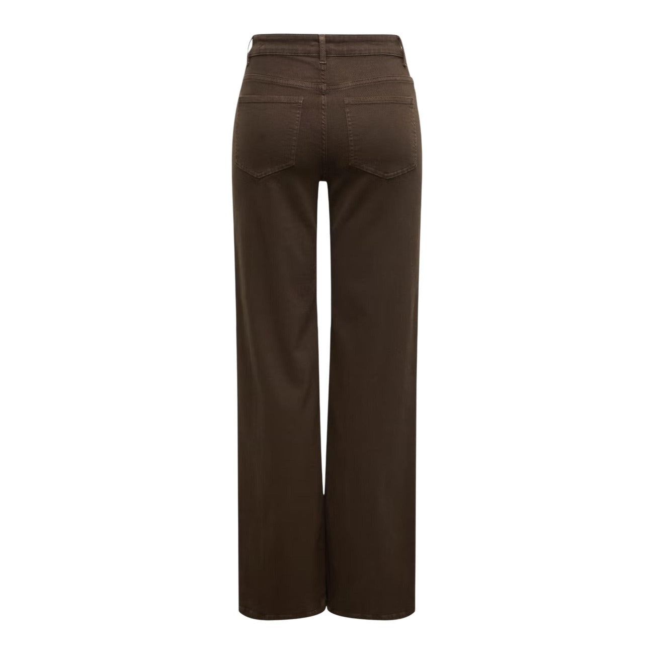 Jeans marroni Only donna Wide Leg 15371660. Jeans a vita alta e gamba larga marrone scuro Dark Brown Denim in cotone stretch, 5 tasche con zip e bottone, pantaloni jeans traspiranti e comodi primavera estate Only.
