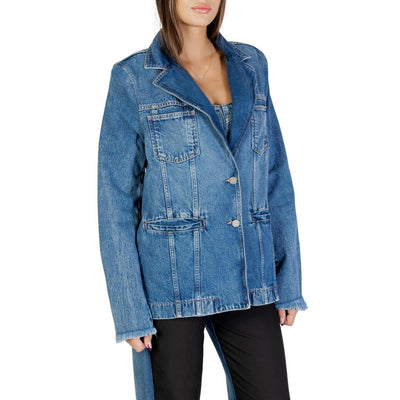 Colcci Giacca Jeans Donna Blu Bottoni Manica Lunga Scollo V Bavero Tasche Cotone 100% Autunno Inverno 058.11.00019