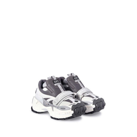 Sneakers Off-White; Grigio/Bianco/Nero, 100% Pelle. Chiusura in velcro, inserti in mesh, suola chunky pronunciata. Design futuristico per la stagione Autunno/Inverno. Vista frontale 