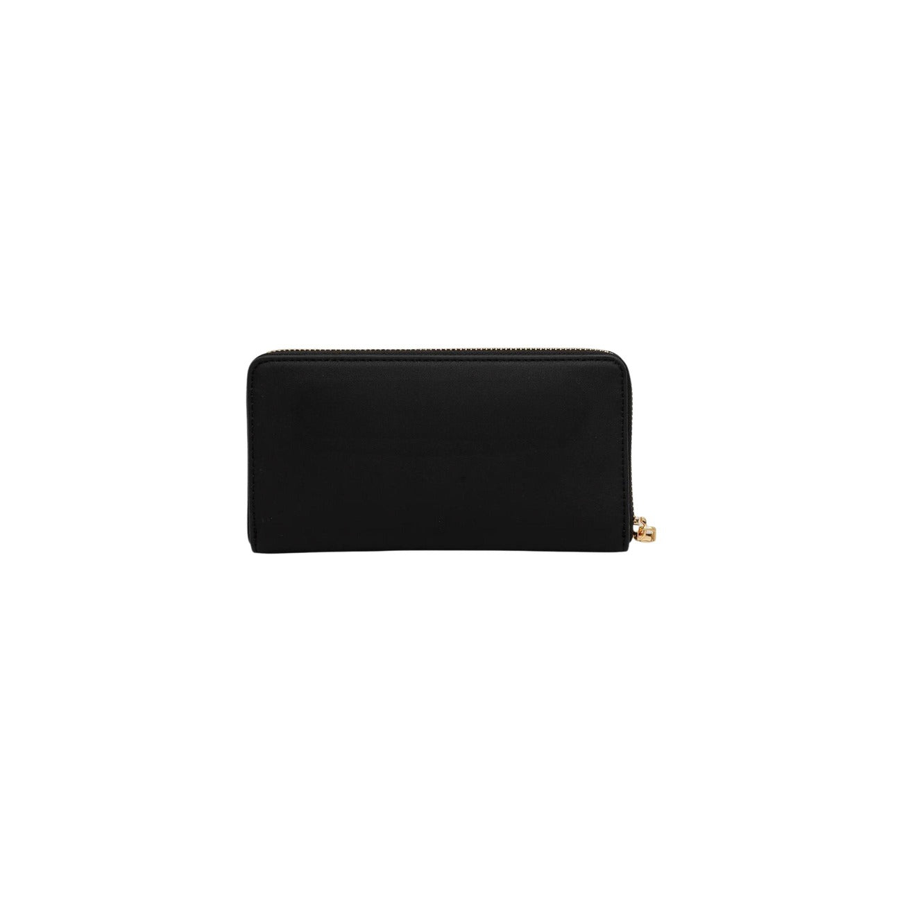 Portafoglio Love Moschino donna nero grande modello JC5611PP1. Portafogli zip-around in ecopelle nera con logo metallico dorato lucido sul davanti e scomparti interni per tessere e monete, stile classico ed elegante.