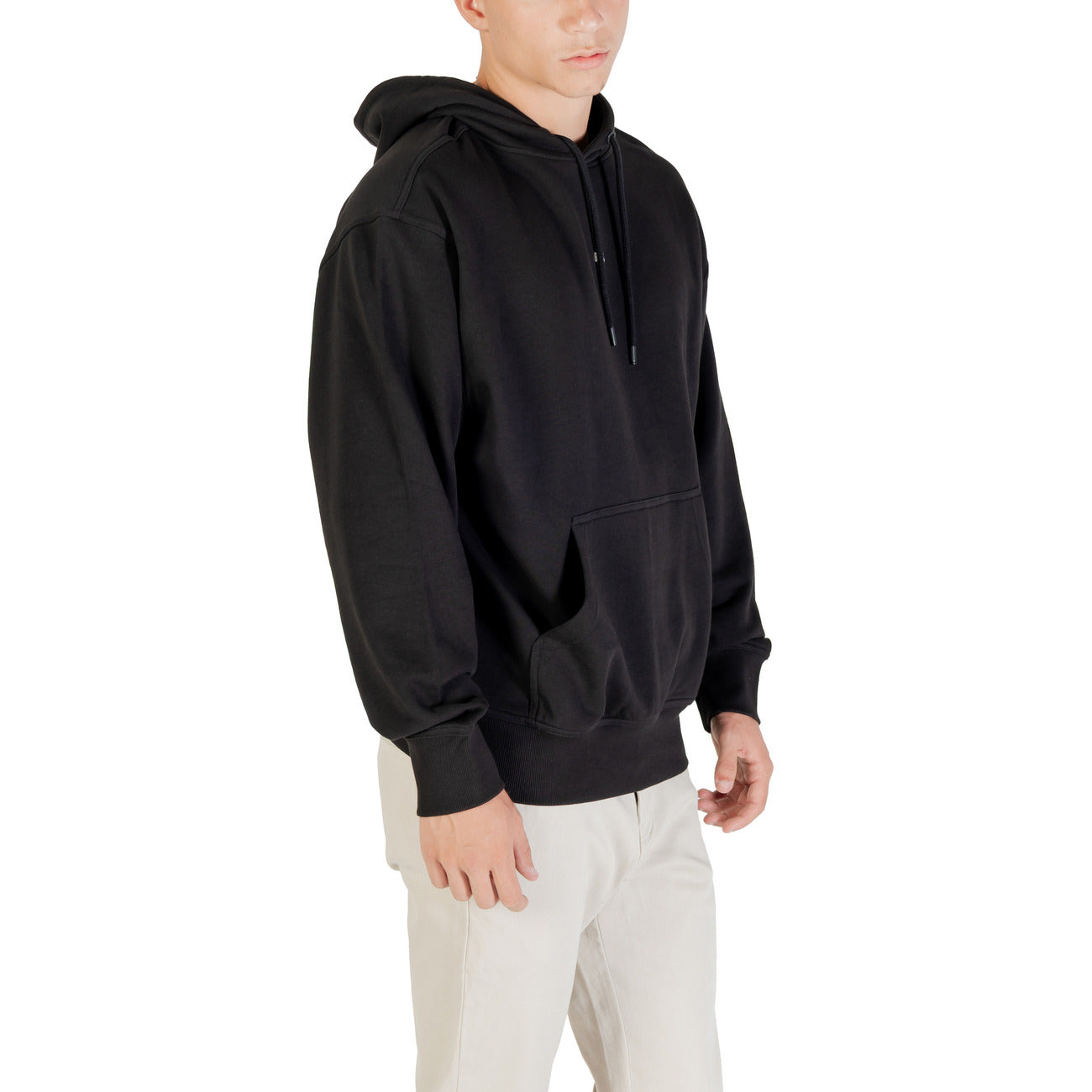 Boss Felpa con Cappuccio Uomo Nero Maniche Lunghe Scollo Tondo Cappuccio Tasche Anteriori Cotone 100% 50514530