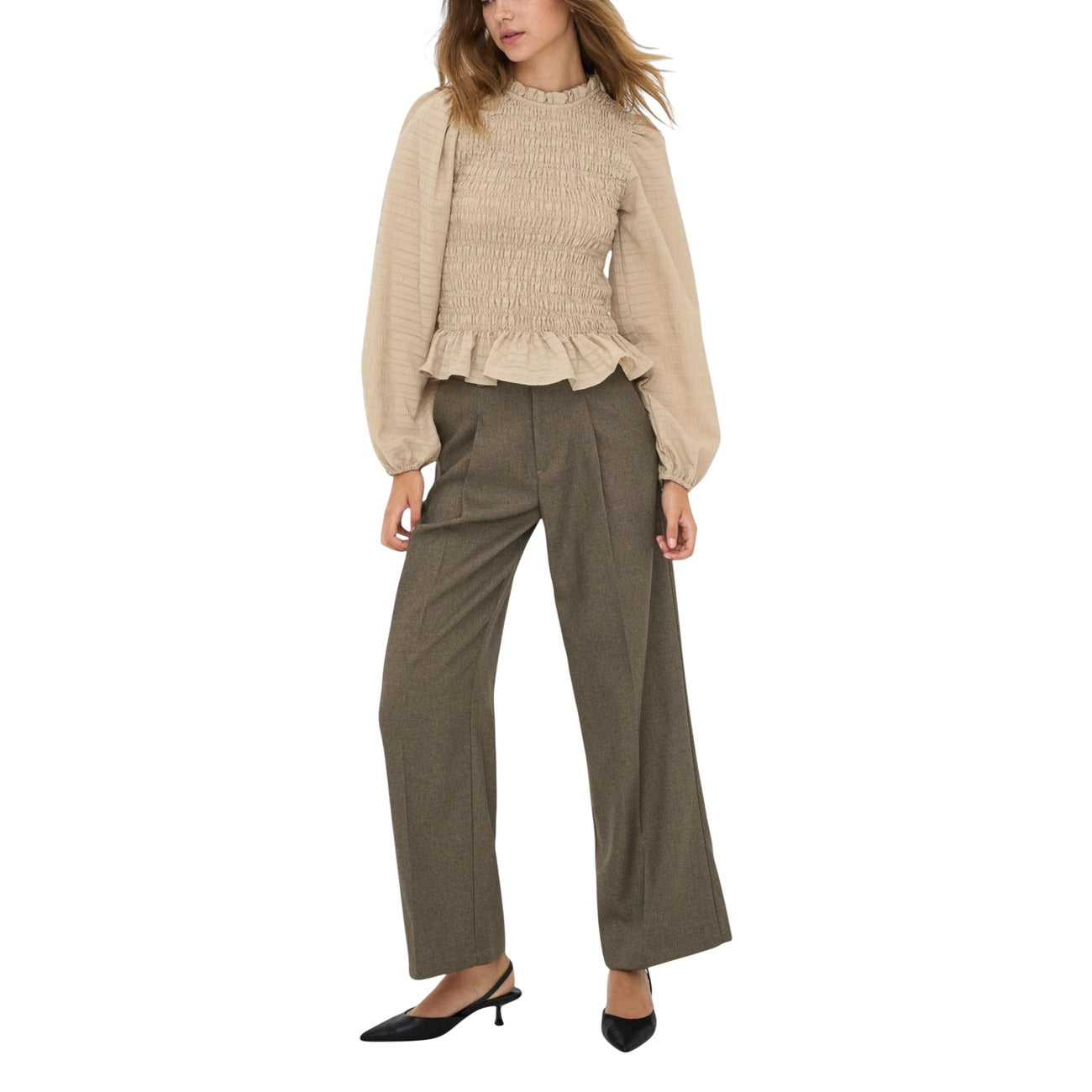 Jacqueline De Yong Pantaloni Donna Marroni - Pantaloni Poliestere Elastan