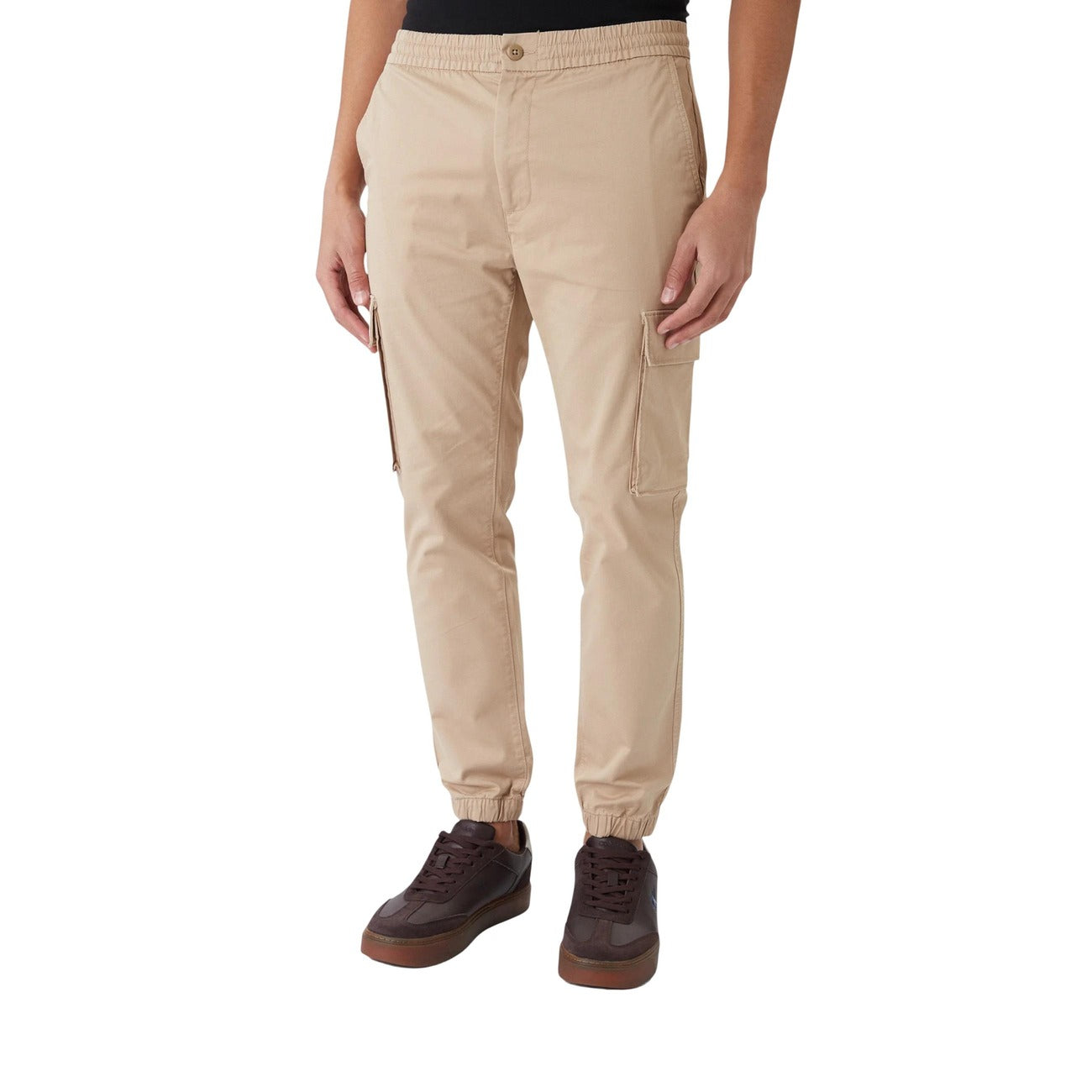 Calvin Klein Jeans Pantaloni Uomo Beige Zip e Bottone Tasche Laterali 97% Cotone 3% Elastan Primavera/Estate LV04RD608G