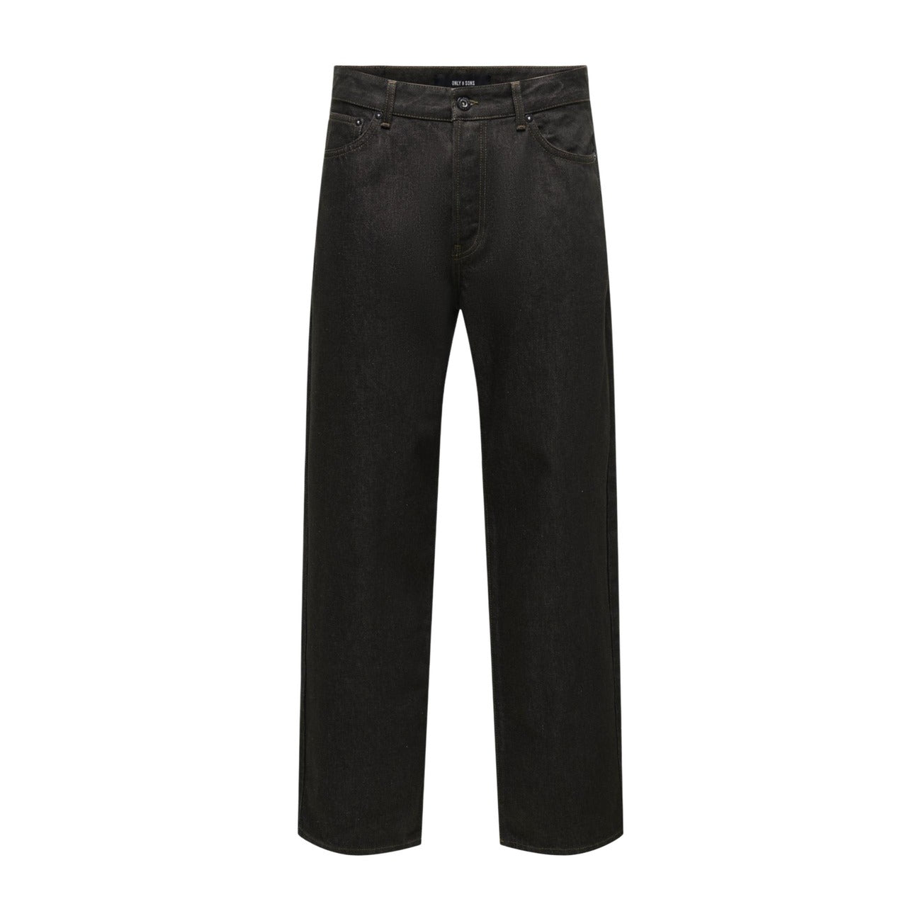 Jeans marroni uomo vestibilità ampia Only & Sons FADE 22039479. Pantaloni denim in 100% cotone (80% cotone organico) lavaggio unwashed con patta a bottoni, rivetti e passanti per cintura.