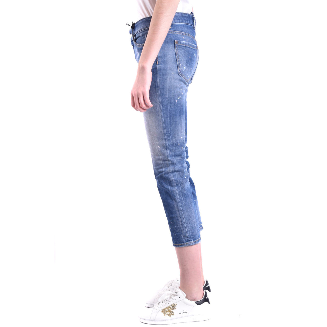 Dsquared2 Jeans Donna Blu con Zip Bottone Tasche Anteriori Posteriori Effetto Consumato in Cotone 98% Elastan 2% Autunno/Inverno V_24670