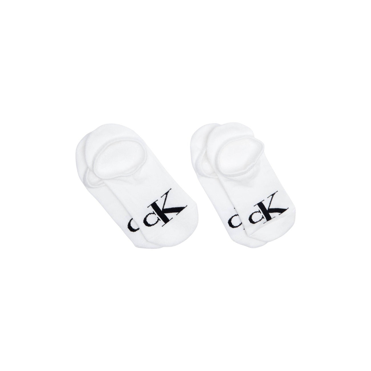 Pack 2 Paia Calzini Footie Calvin Klein Jeans; Bianco. 80% Cotone, 20% Fibre tecniche. Taglio High Cut anti-sfregamento, logo CK a contrasto, vestibilità stretch e traspirante. Vista frontale 