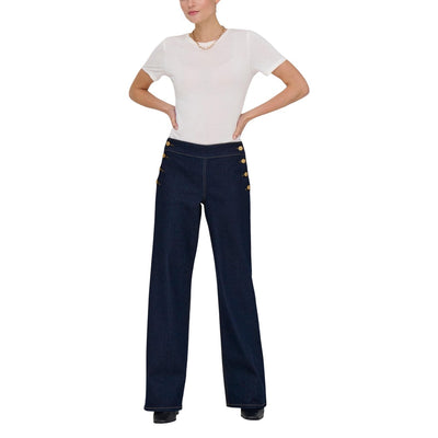 Jacqueline De Yong Jeans Donna Blu con Bottoni - Jeans Cotone Elastan Poliestere