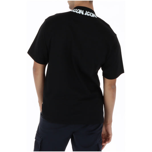 T-shirt ICON IUT028; 100% cotone Made in IT. Logo a contrasto sul girocollo, maniche corte, colori bianco/nero. Maglia maschile premium, traspirante e di tendenza PE26. Colore nero. Vista posteriore 