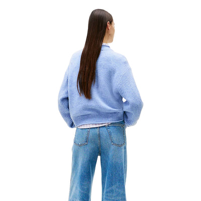 Tommy Hilfiger Jeans Maglione Donna Azzurro Maniche Lunghe - Maglione Acrilico Lana Poliammide Elastan Scollo Tondo