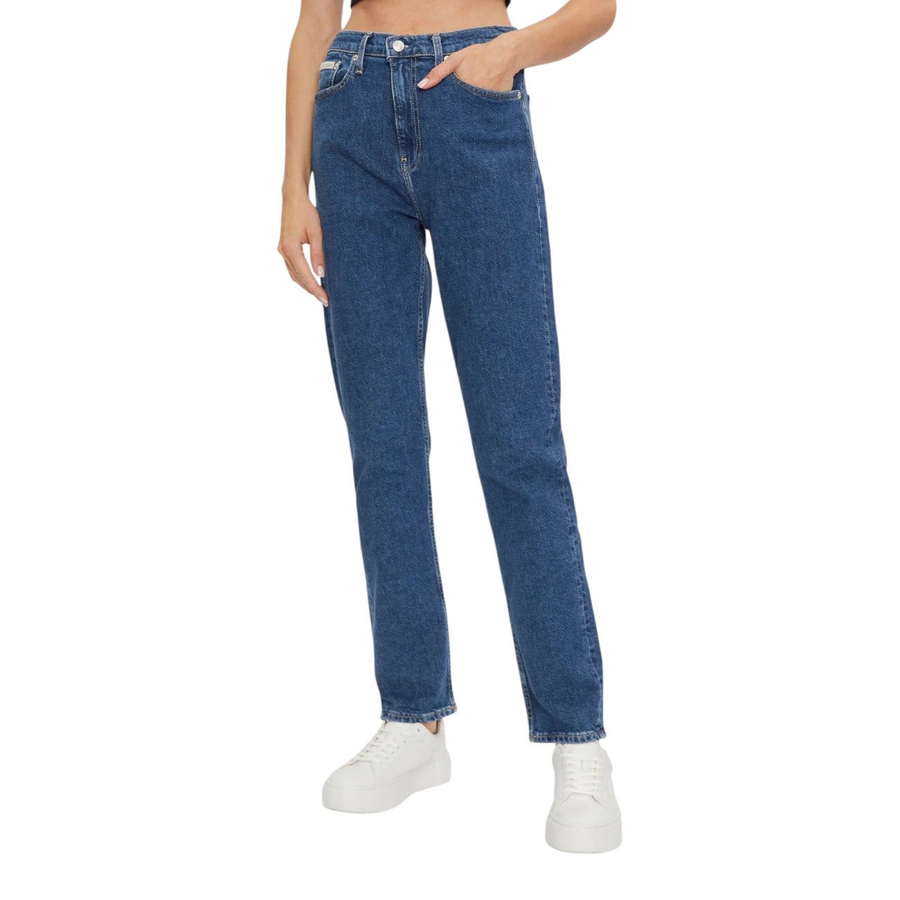 Calvin Klein Jeans Jeans Donna Blu Zip Bottone Tasche Anteriori Posteriori Cotone 99% Elastan 1% Autunno Inverno J20J224006