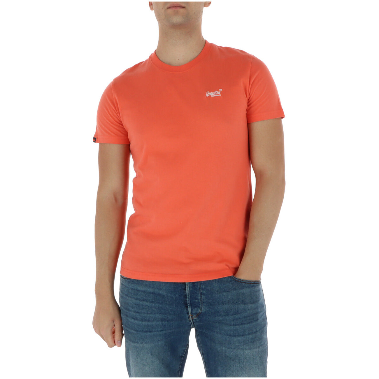 Superdry Tshirt arancione Tee Vintage Logo Ricamato; 100% cotone, girocollo, stile basic premium. La t-shirt versatile e resistente per ogni giorno. Vista frontale 