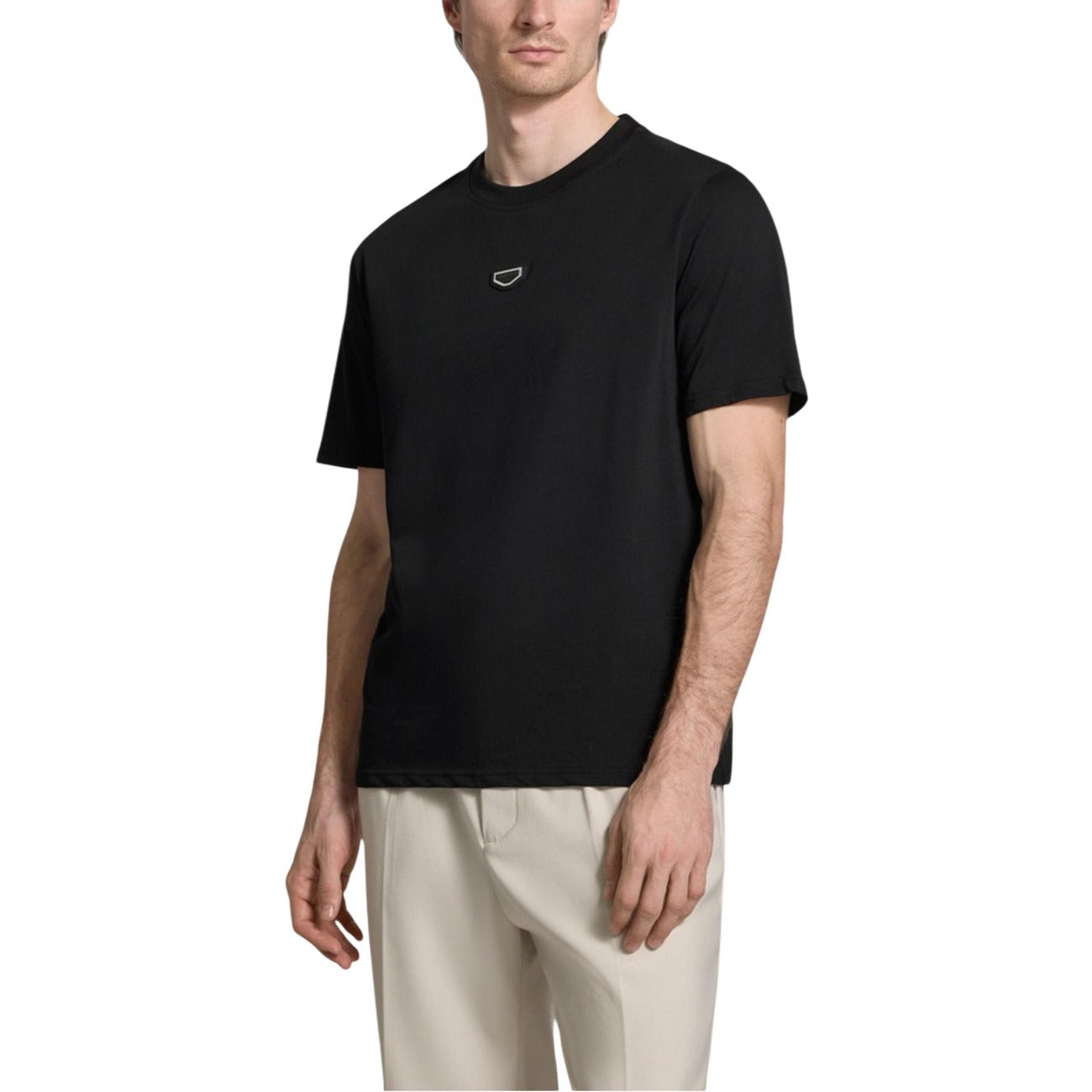 T-shirt Antony Morato uomo nera con maniche corte e scollo tondo - vista frontale
