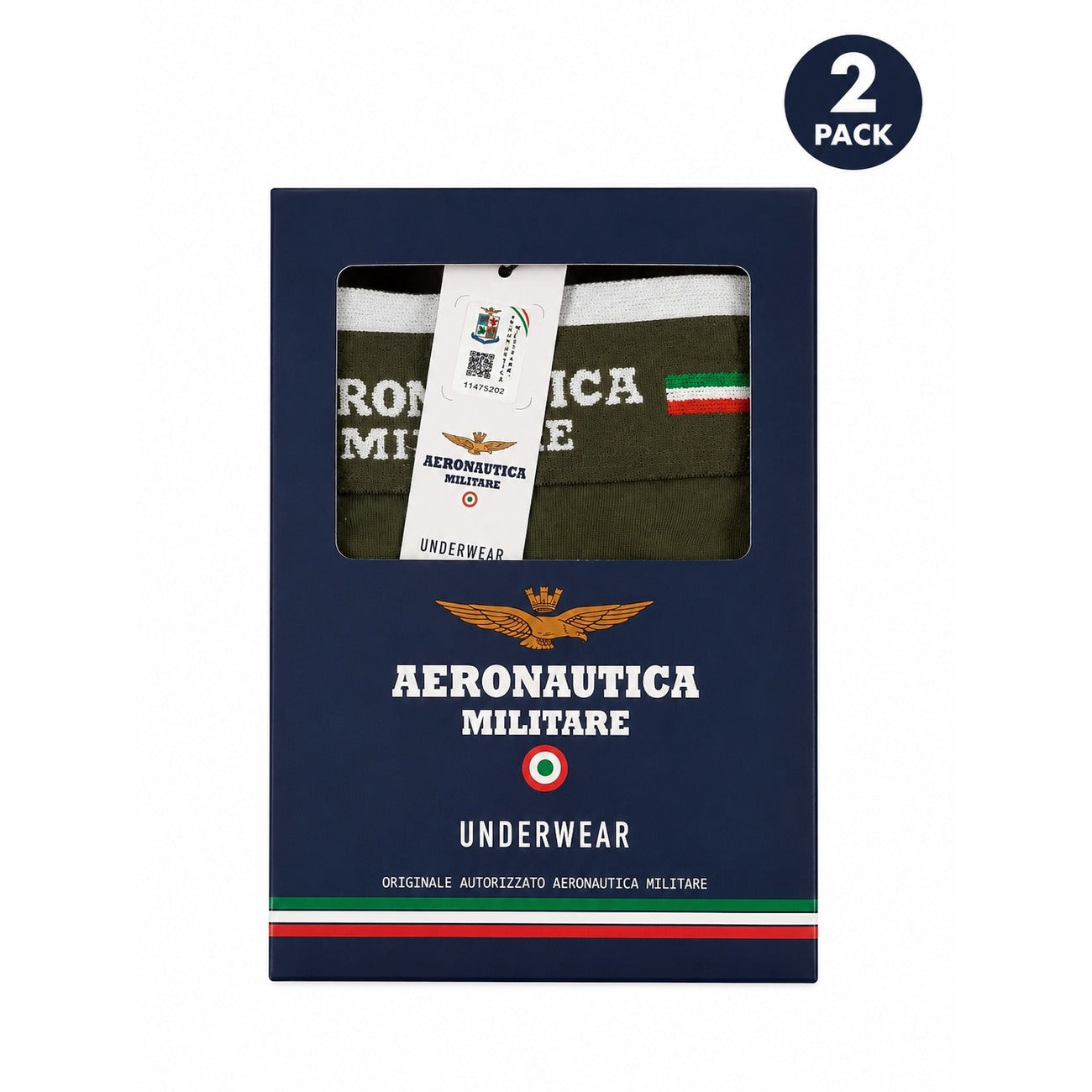  Intimi Uomo Multipack Aeronautica Militare; Tessuto 95% cotone e 5% elastan con elastico logato in vita. Assortimento colori basici e militari, stile casual underwear comfort. Colore verde Confezione 