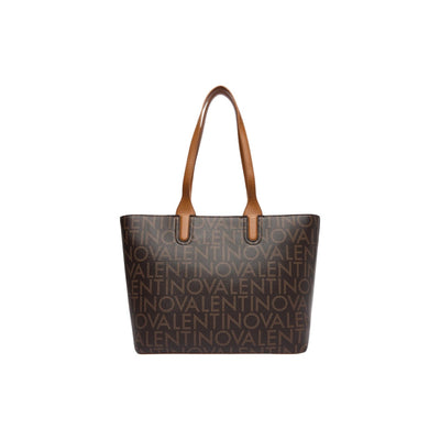 Valentino Bags Borsa Donna Marrone a Mano con Stampa - Borsa Poliuretano Tasca Interna 34x28x12.5cm
