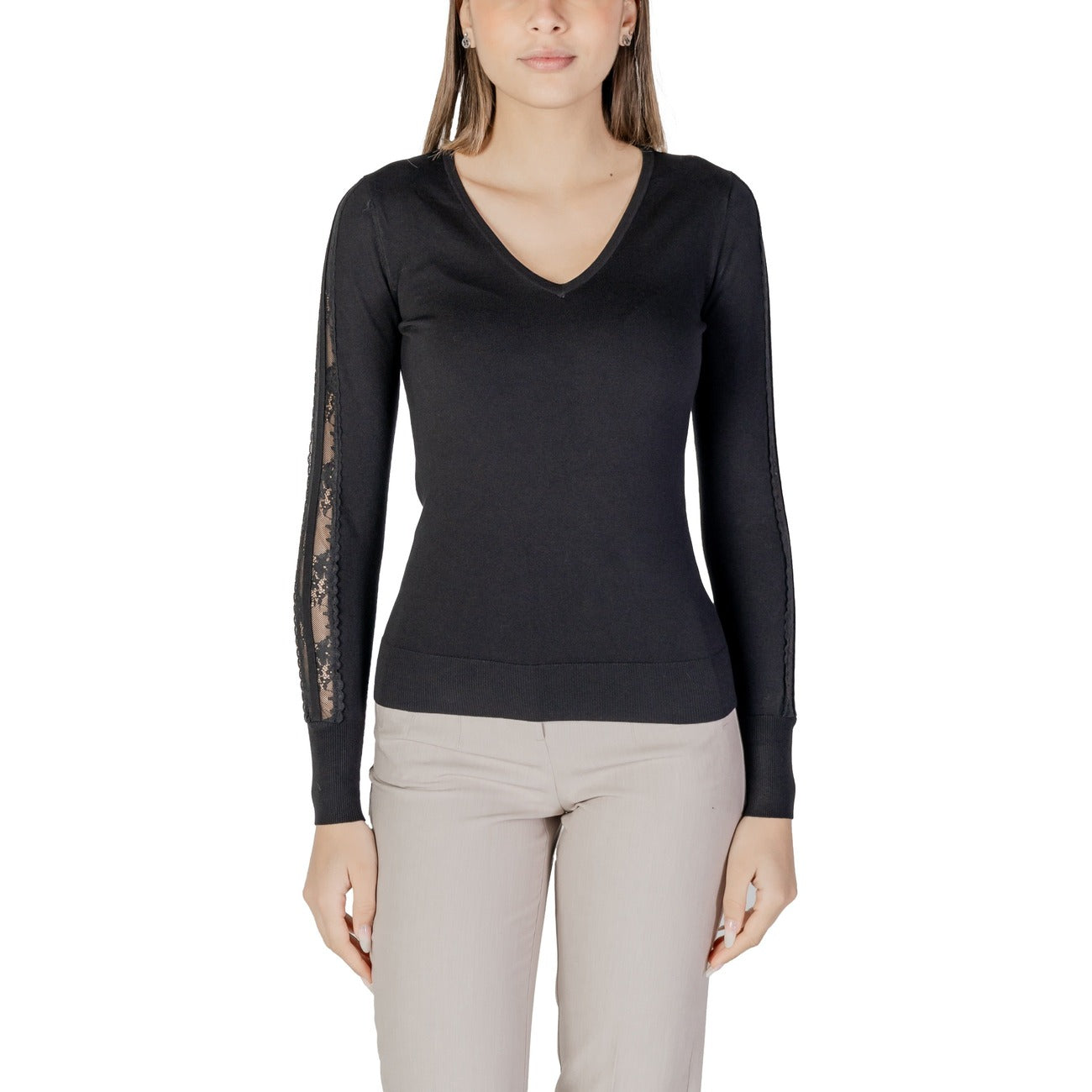 Morgan De Toi Maglia Donna Blu Maniche Lunghe Scollo a V - Maglia Viscosa Poliammide