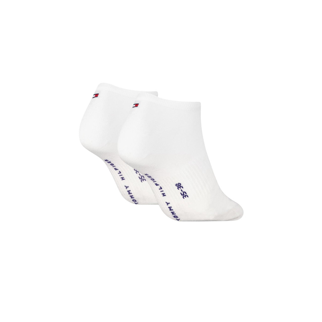Pack 2 Paia Calzine Sneaker CK Jeans Refined; Bianco. 76% Cotone, 23% Poliammide, 1% Elastam. Monogramma ricamato, taglio basso, vestibilità stretch e traspirante. Posteriore 