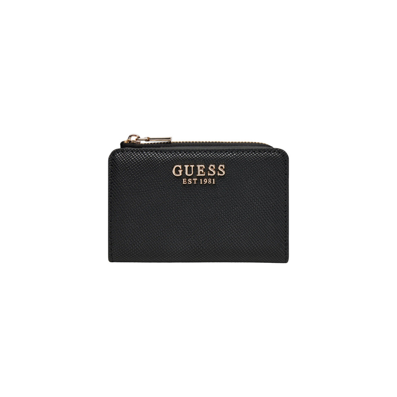 Portafoglio Guess donna nero con cerniera zip logo 100% poliuretano - vista frontale
