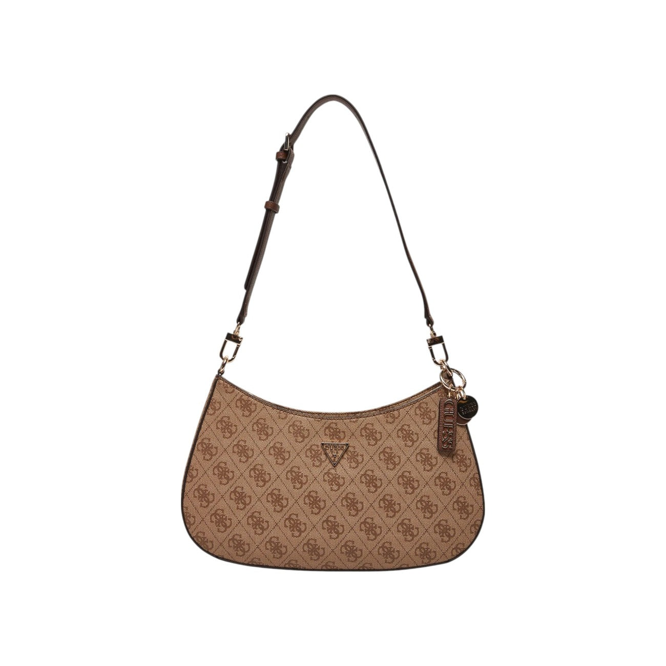 Borsa Guess donna beige con tasche interne ed esterne - vista frontale con tracolla
