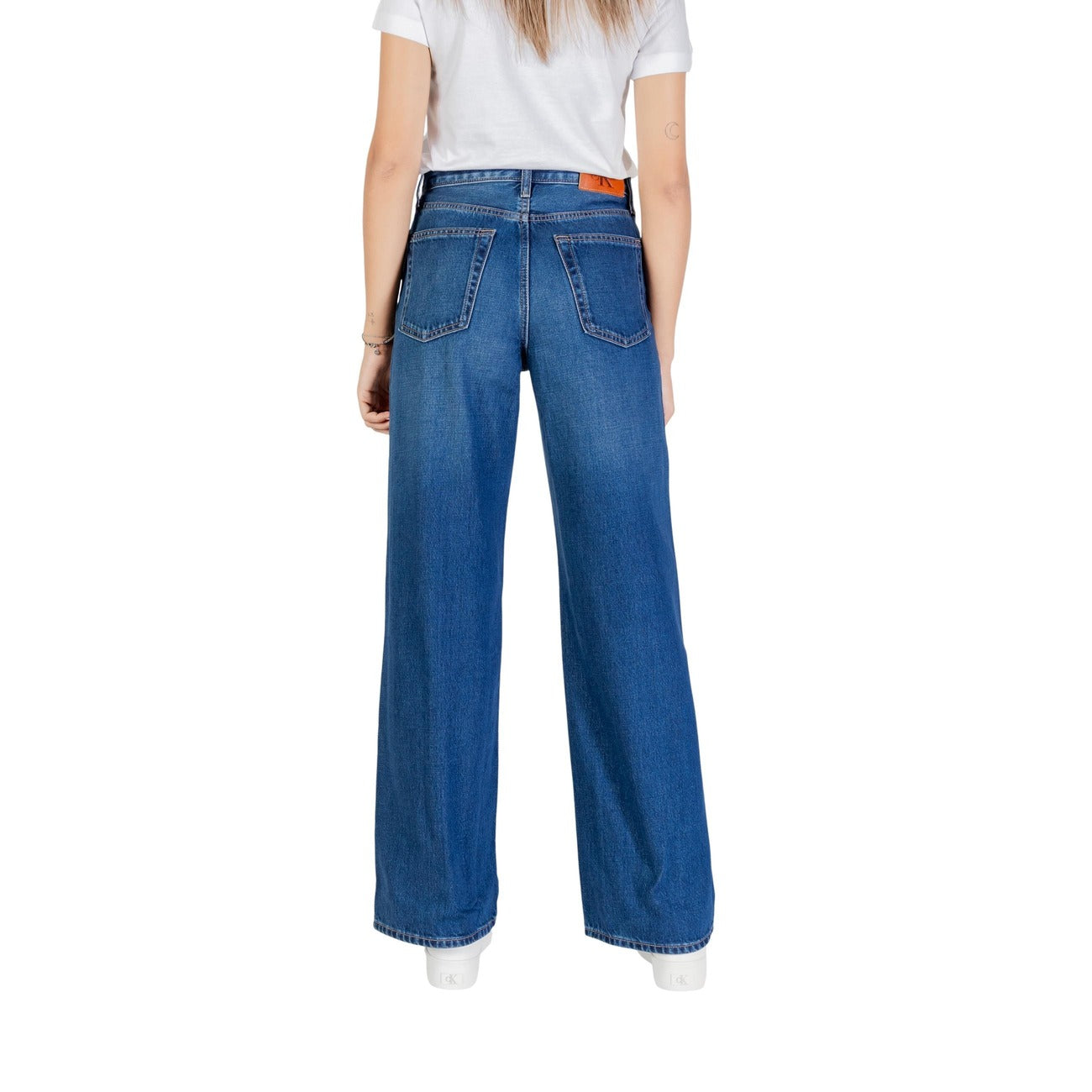 Calvin Klein Jeans Jeans Donna Blu con Zip Bottone Tasche Anteriori Posteriori in Cotone 100% Autunno/Inverno LV047D716G